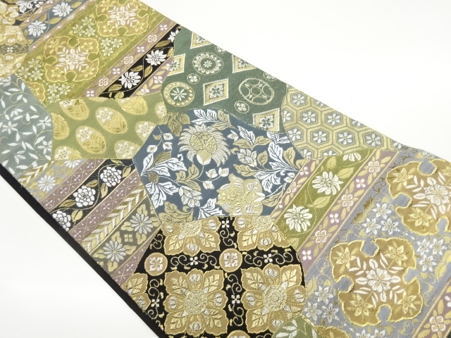 JAPANESE FUKURO OBI / WOVEN FLOWER ARABESQUE
